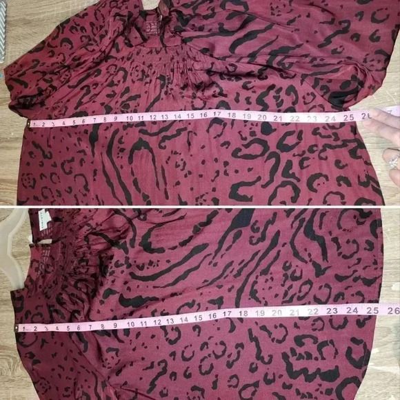 AVA & VIV Burgandy Animal Print Top Blouse Workwear Career Plus Size 1X - Picture 6 of 6